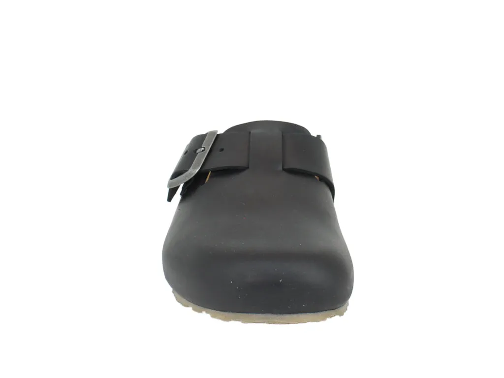 Black Porto Leather Haflinger Clogs - Premium Quality