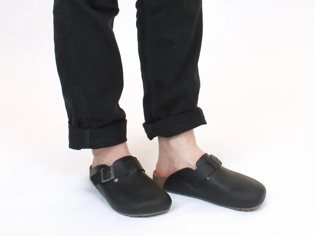 Black Porto Leather Haflinger Clogs - Premium Quality