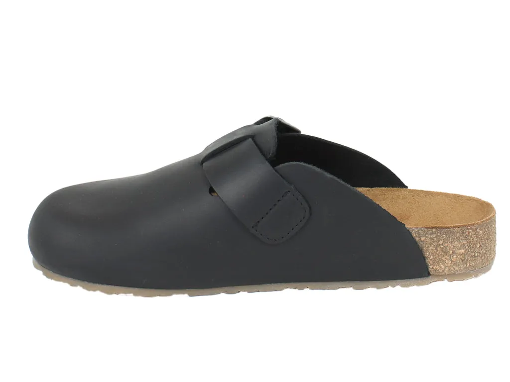 Black Porto Leather Haflinger Clogs - Premium Quality