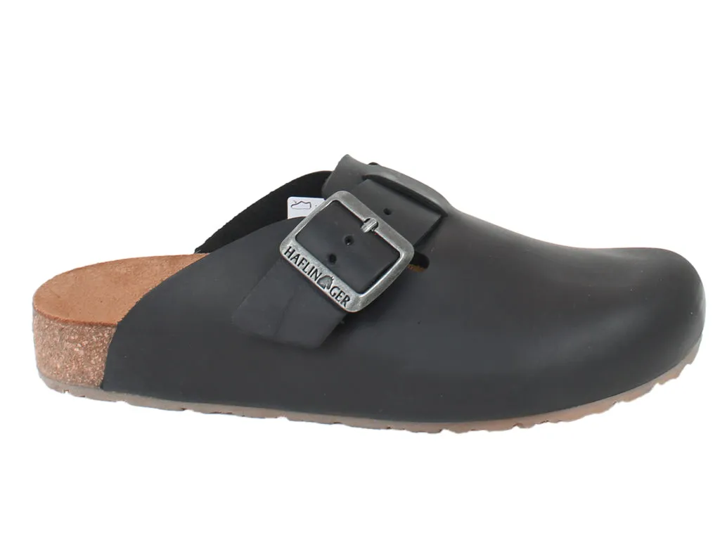 Black Porto Leather Haflinger Clogs - Premium Quality