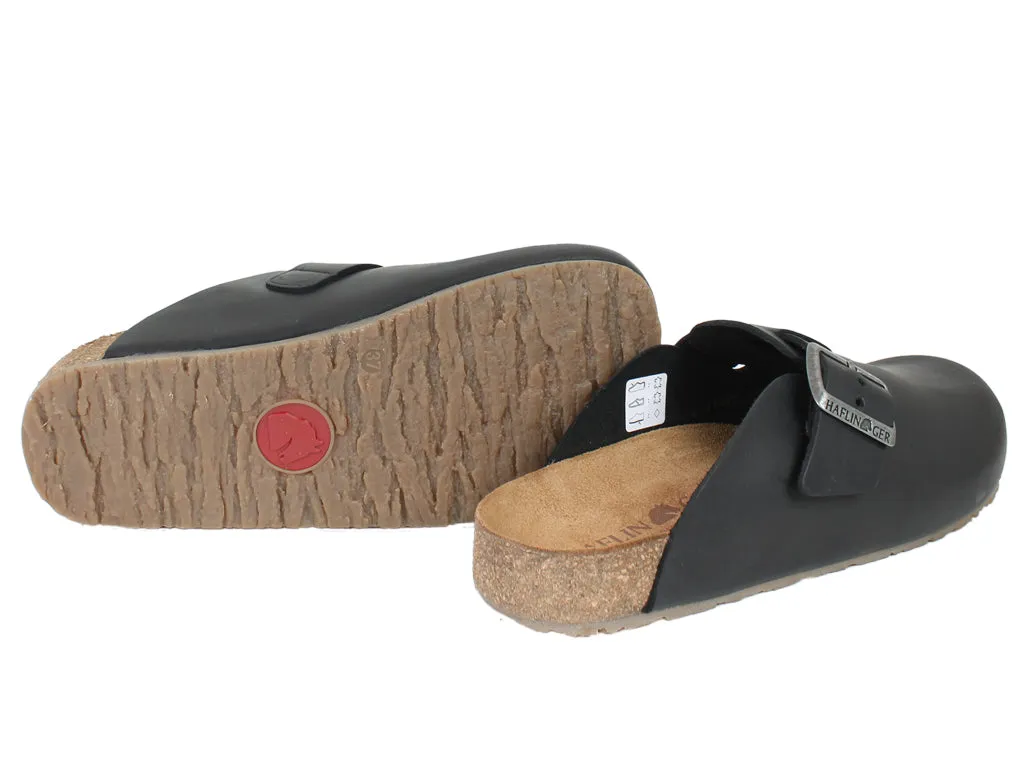 Black Porto Leather Haflinger Clogs - Premium Quality