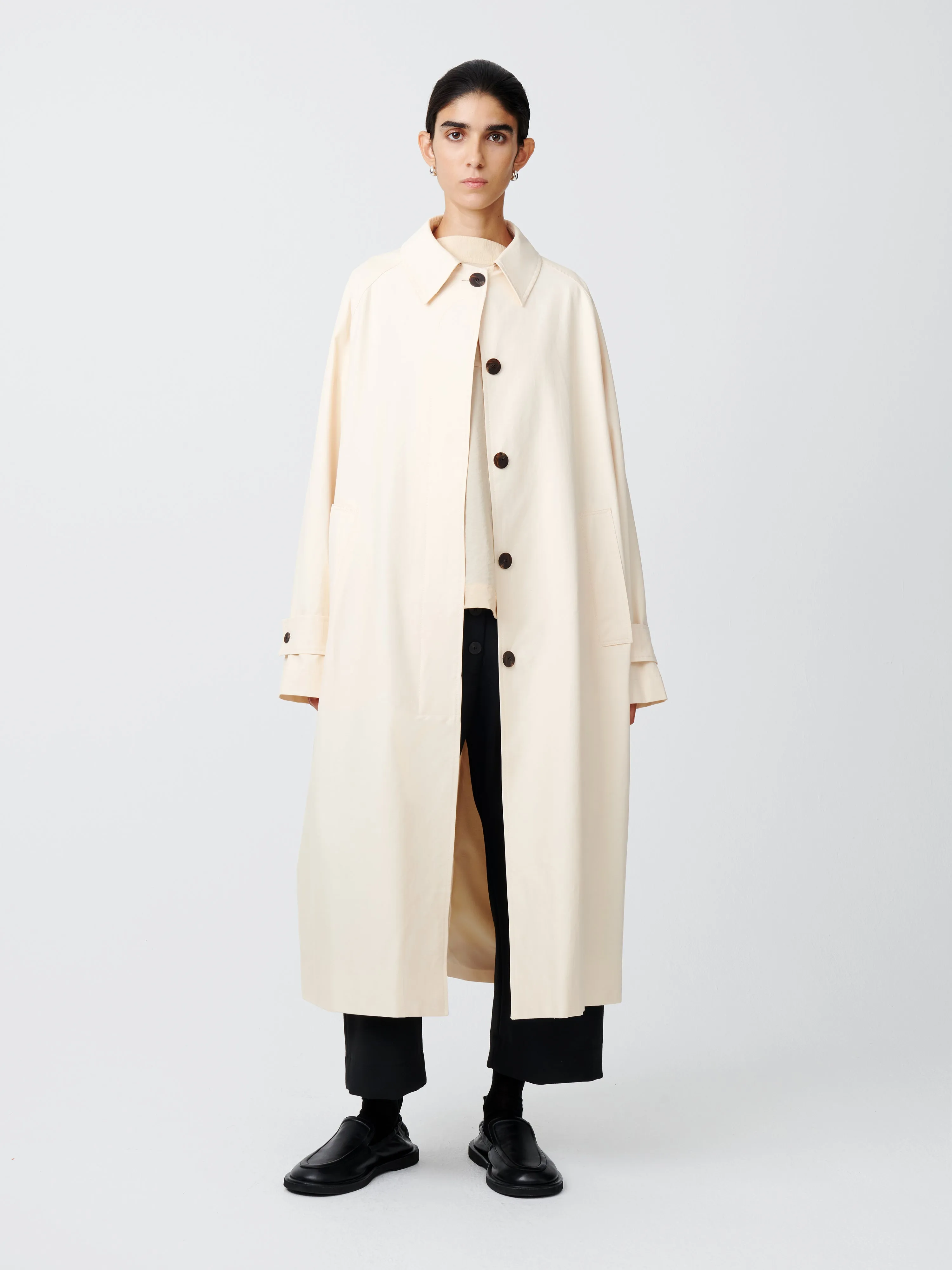 Holin Coated Cotton Coat in Linen