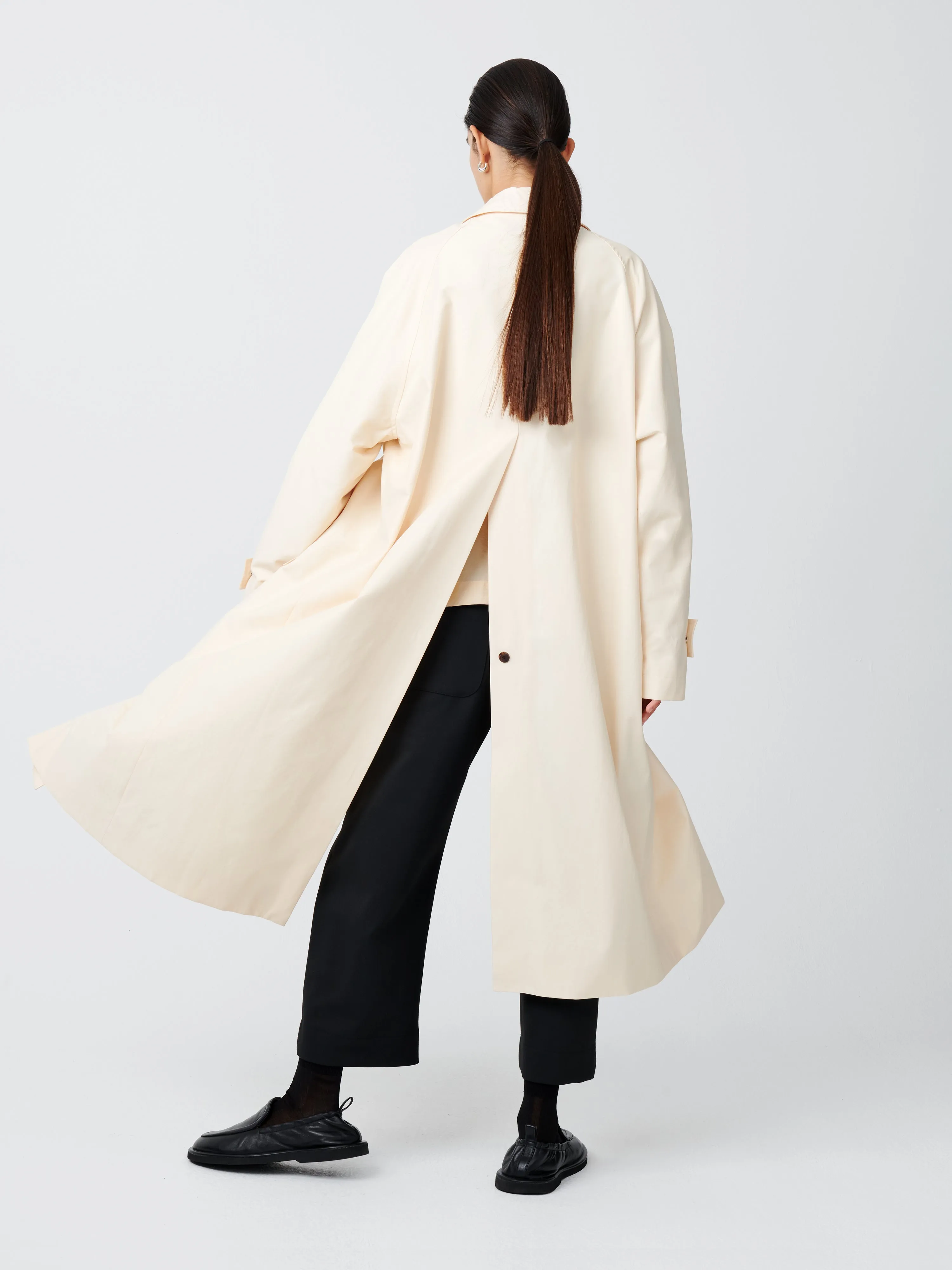 Holin Coated Cotton Coat in Linen