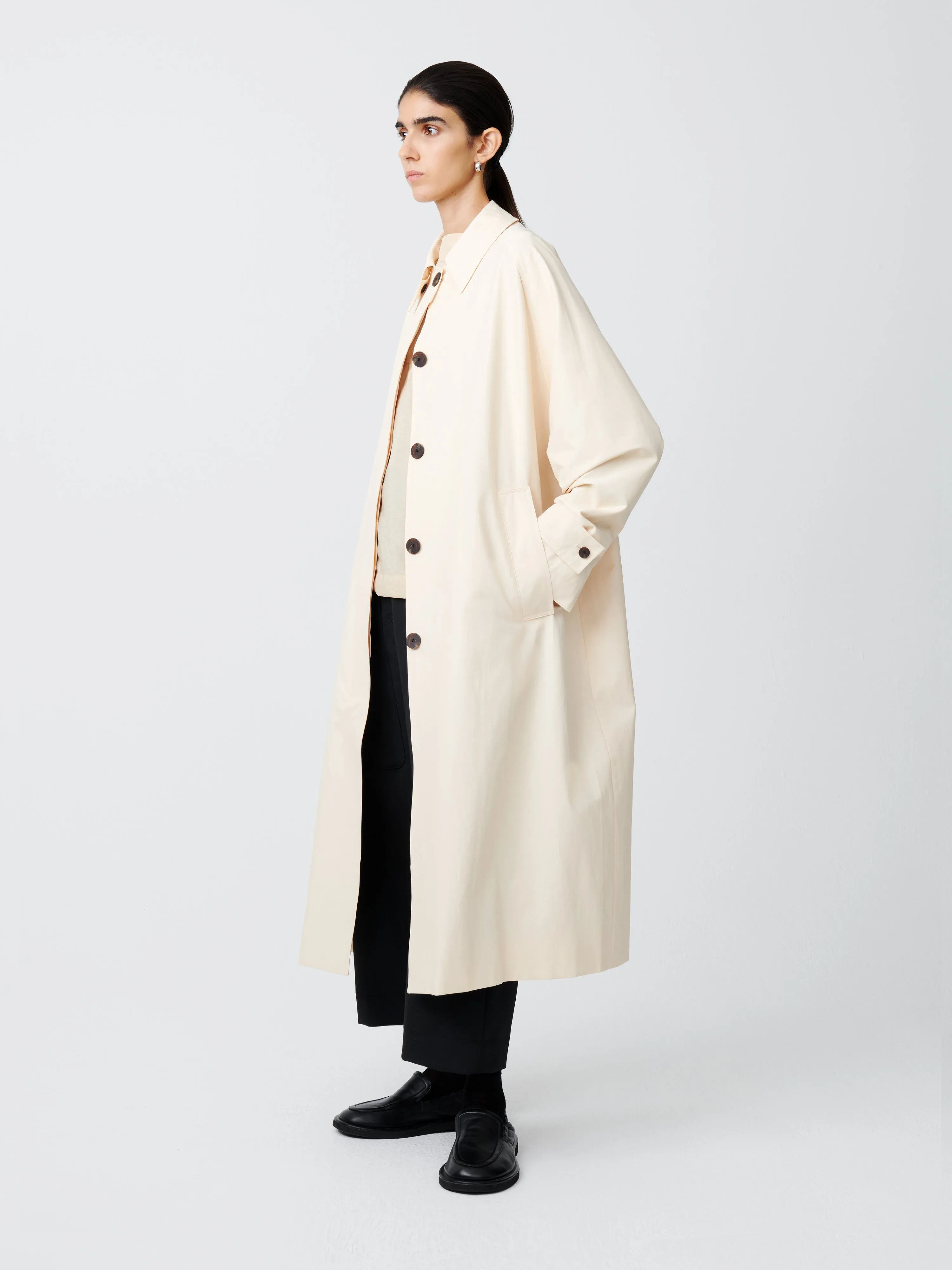 Holin Coated Cotton Coat in Linen