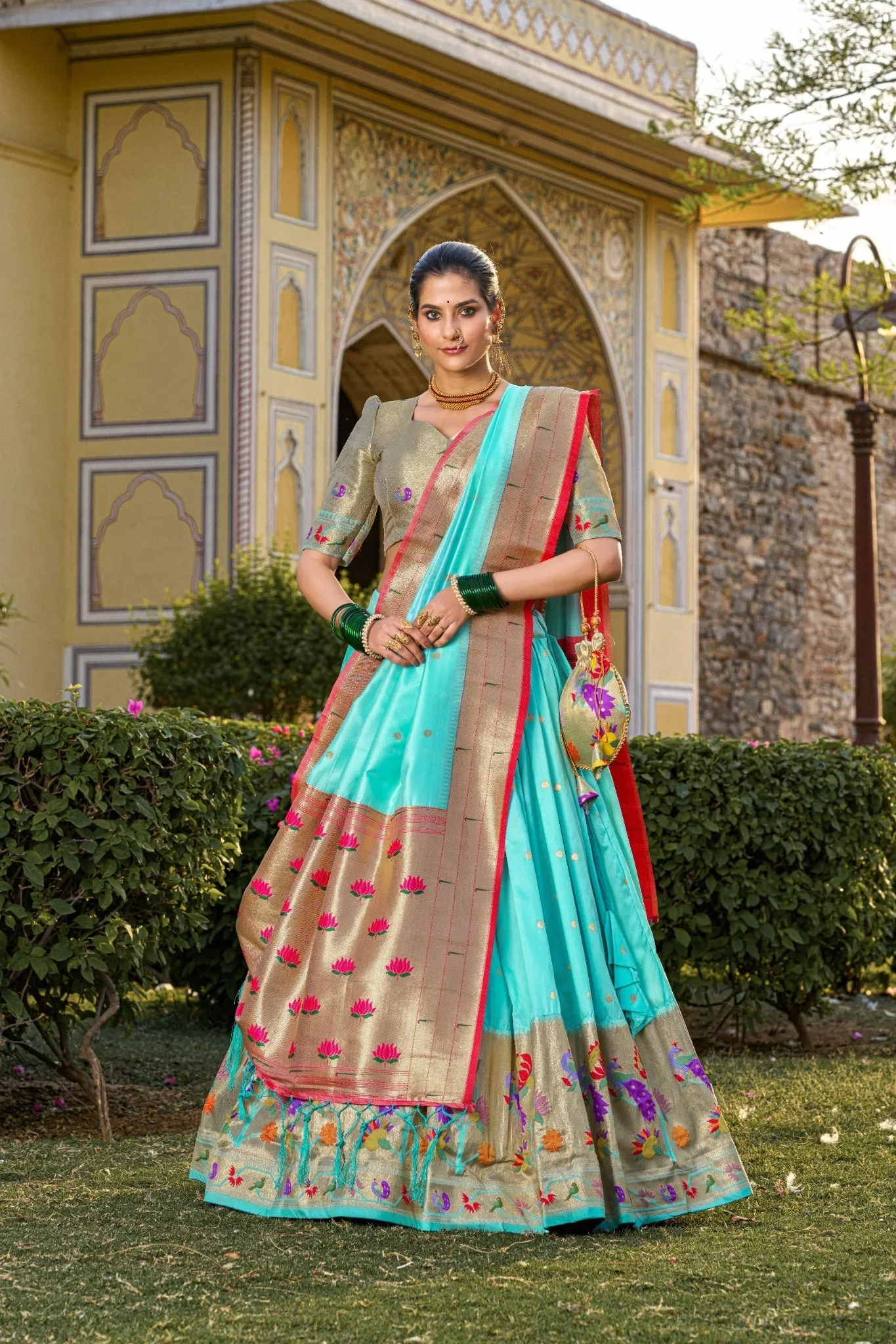 Jacquard Silk Paithani Designer Lehenga Choli