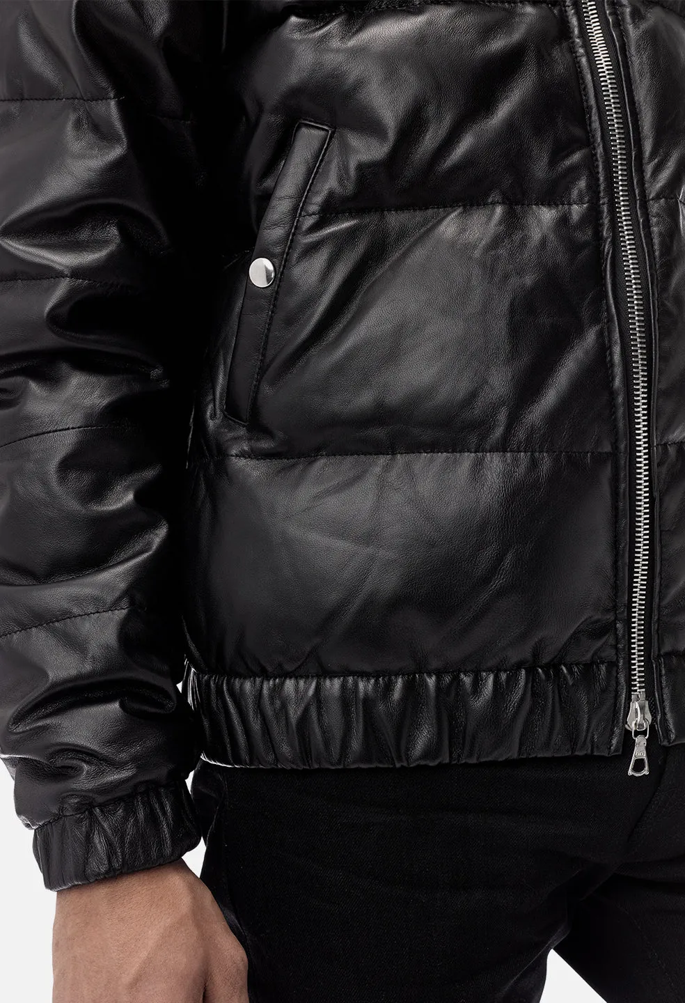 Leather Down Jacket / Black