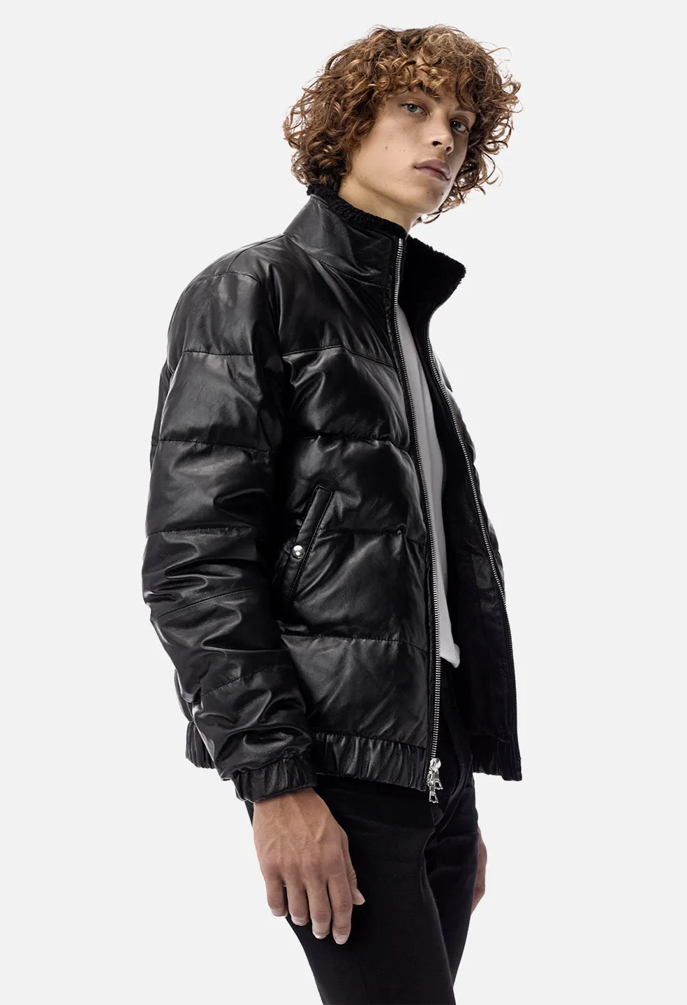 Leather Down Jacket / Black