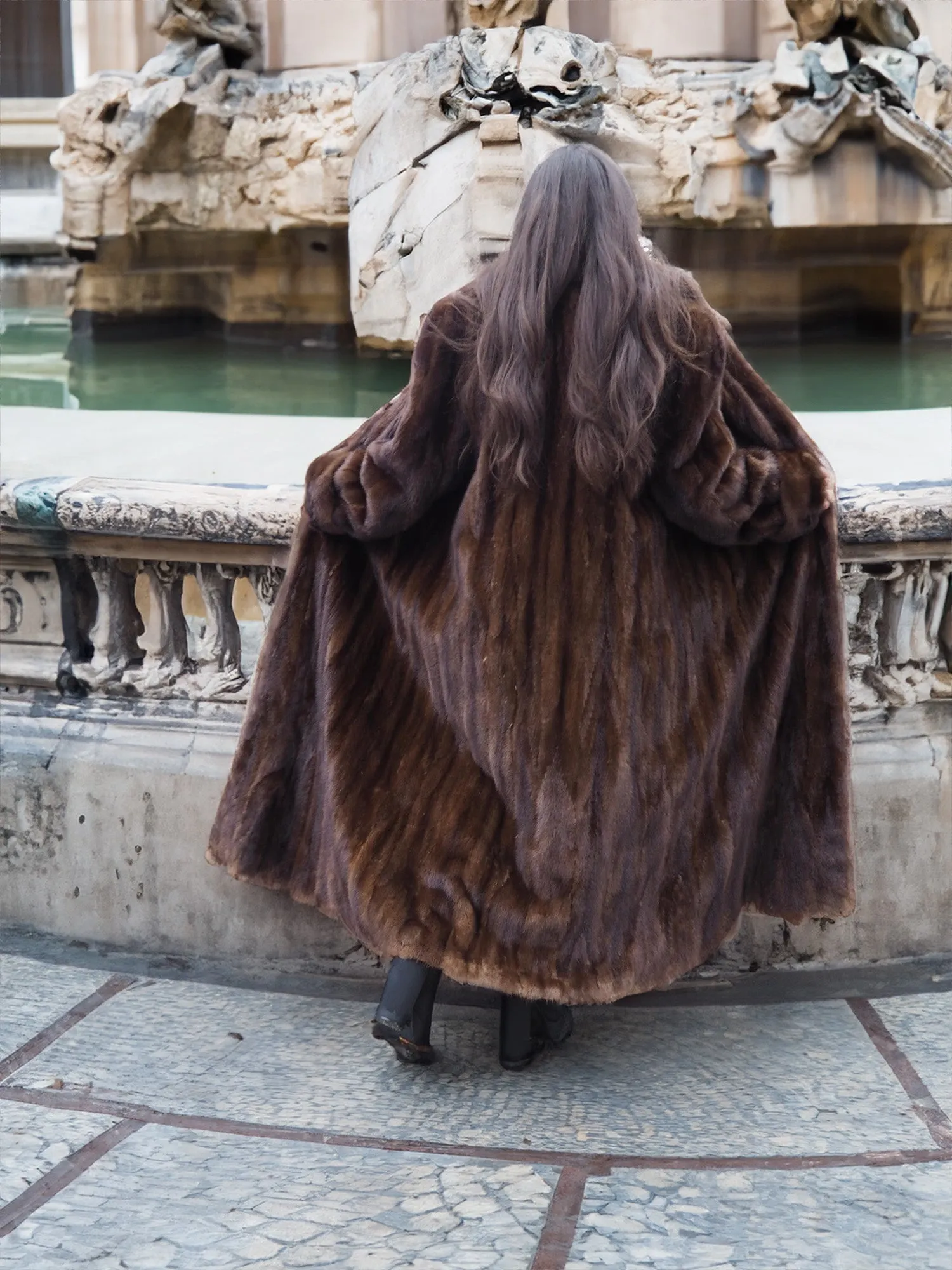 Mahogany Lunaraine Canadian Mink Fur Coat L to XXL 52 Long