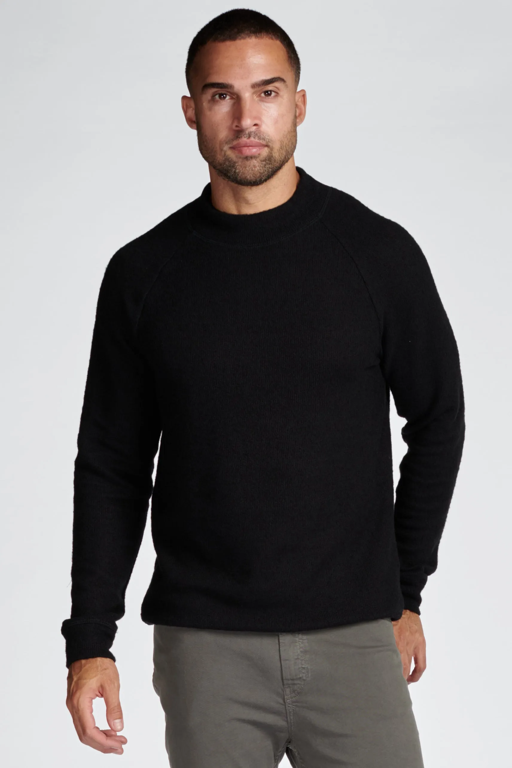 Men's Soft Knit Melange Wide Neck Pullover Sweater