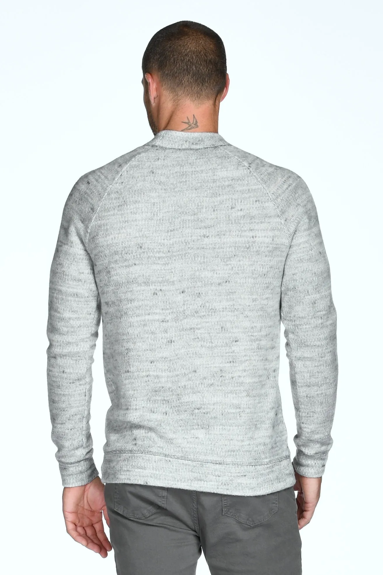 Men's Soft Knit Melange Wide Neck Pullover Sweater