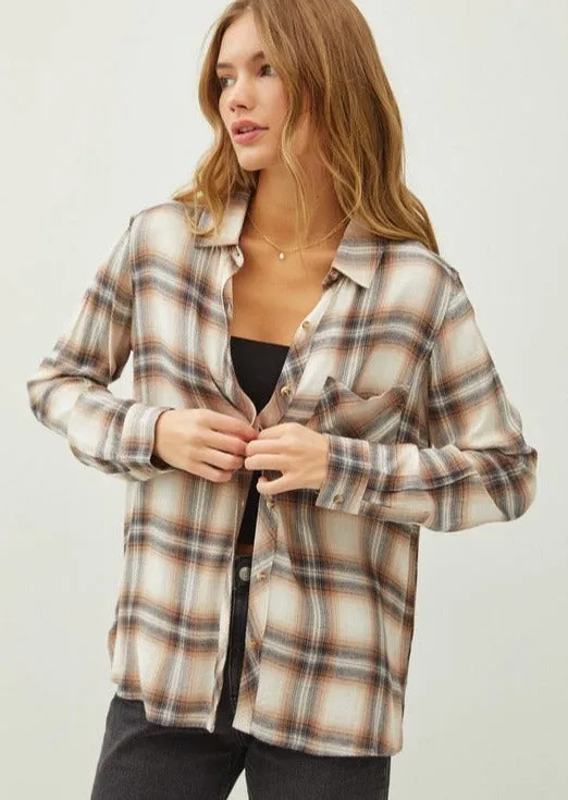 Mya Mocha & Navy Flannel