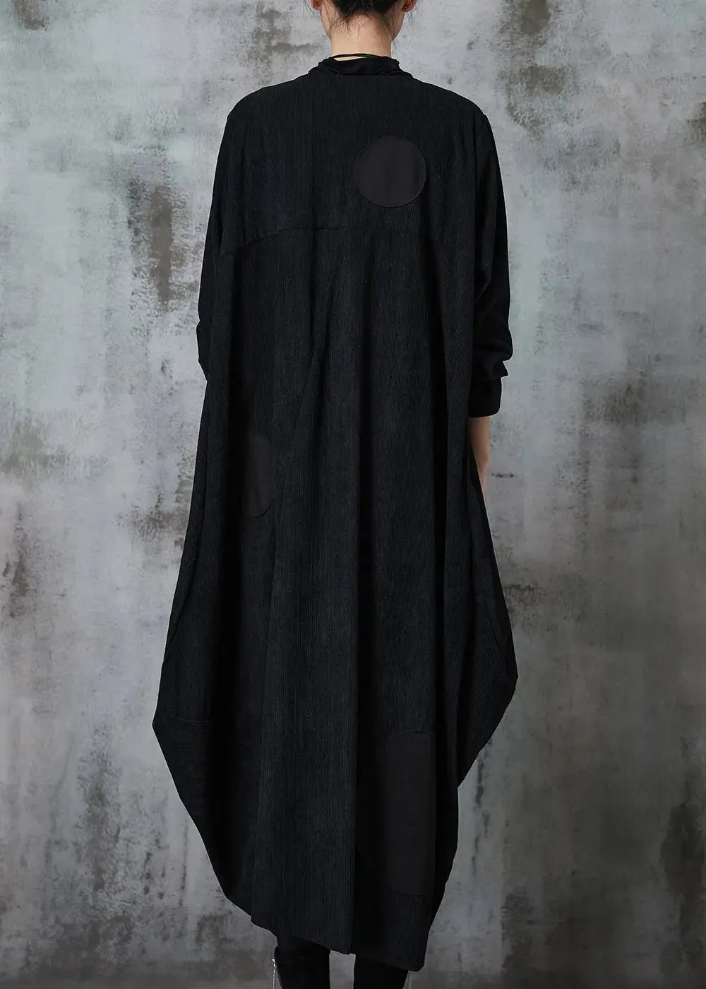 Natural Black Asymmetrical Zippered Cotton Coats Spring JK1027