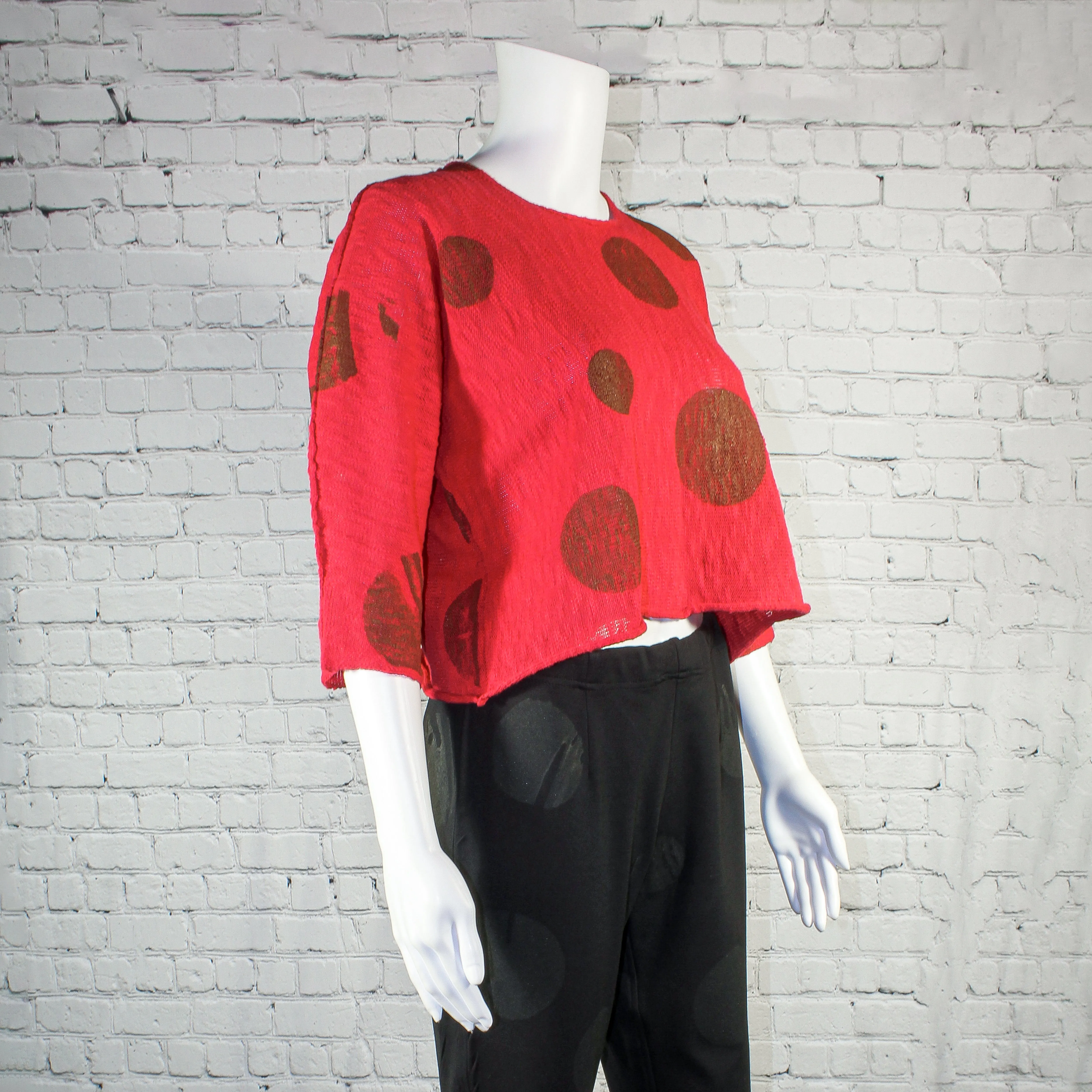 NEW! Louie Pullover Top in Red and Brown Dot by Paper Temples