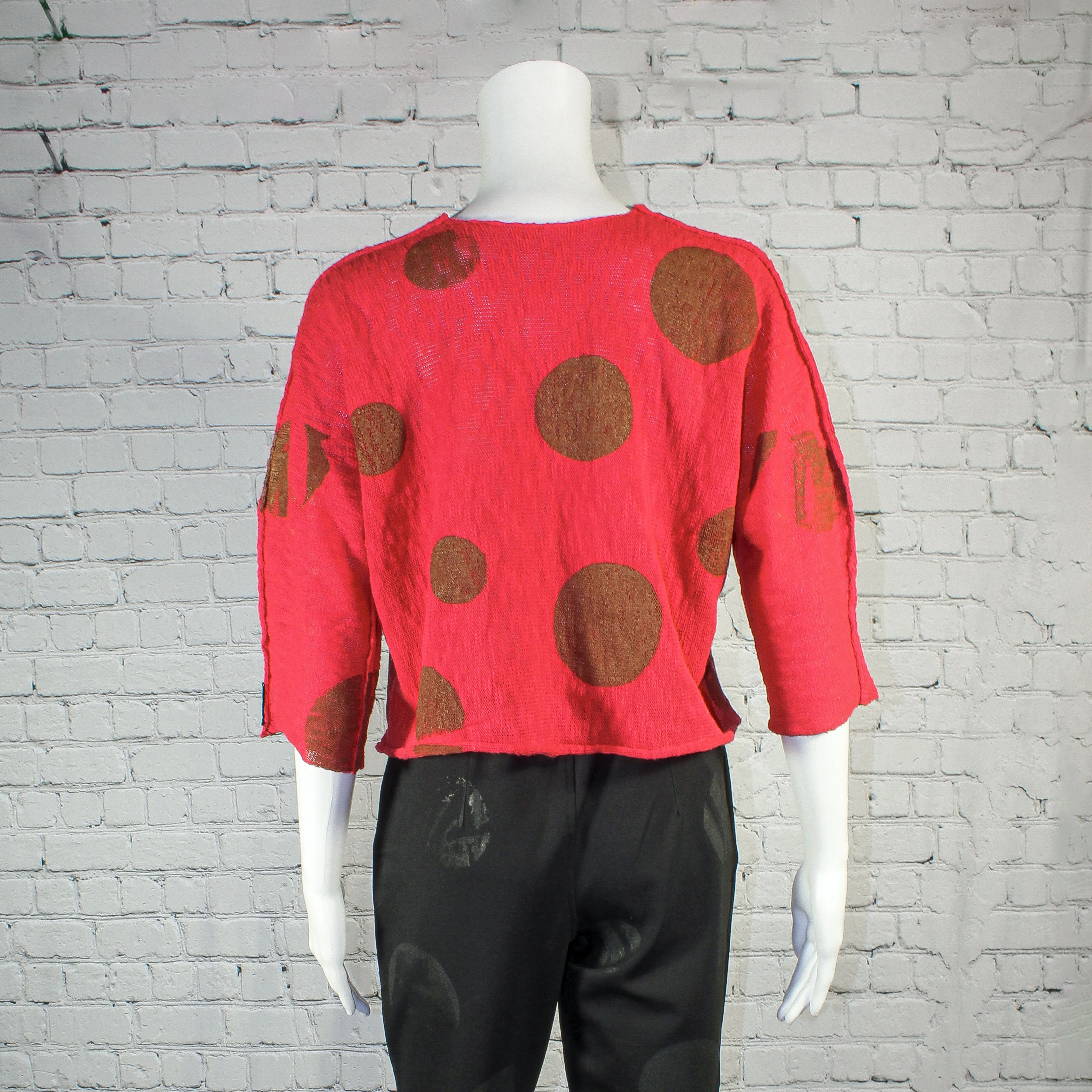 NEW! Louie Pullover Top in Red and Brown Dot by Paper Temples