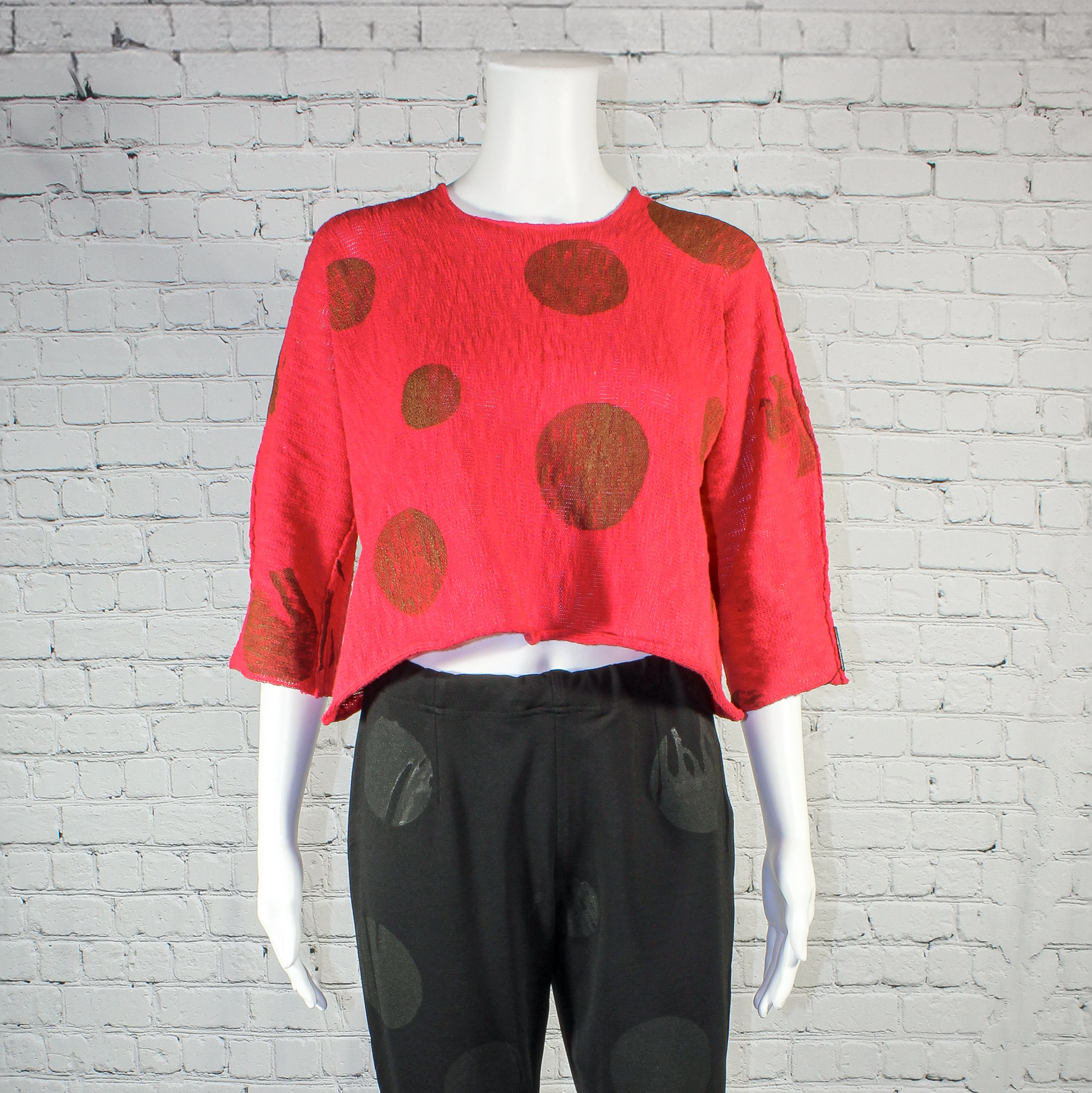 NEW! Louie Pullover Top in Red and Brown Dot by Paper Temples