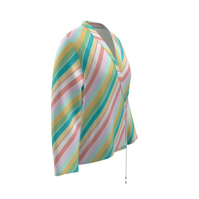 Pastel Candy Cane Wrap Blazer