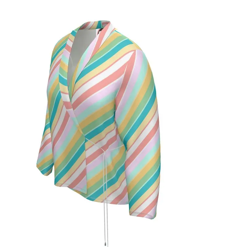 Pastel Candy Cane Wrap Blazer