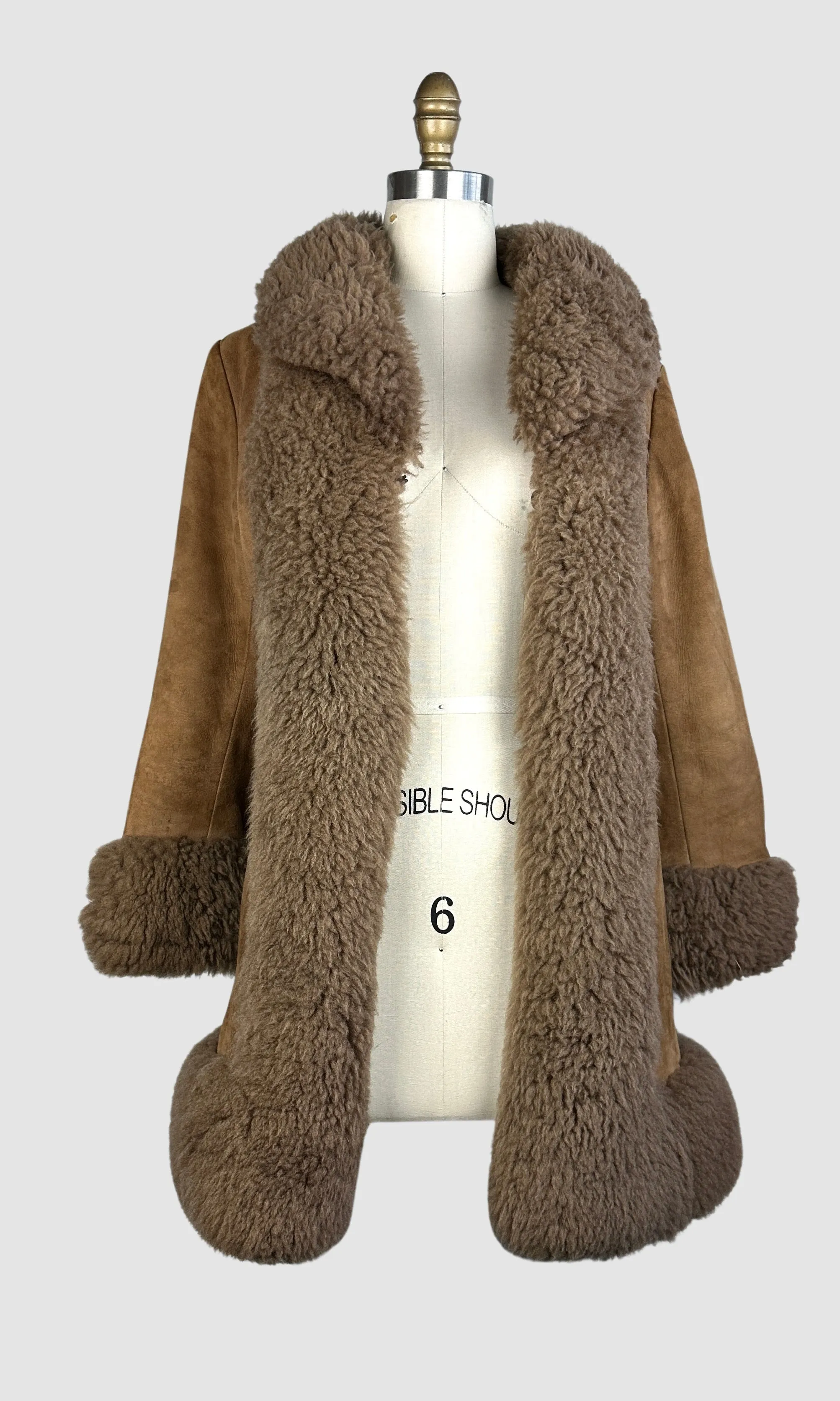 PENNY LANE 70s Suede and Faux Fur Coat Small