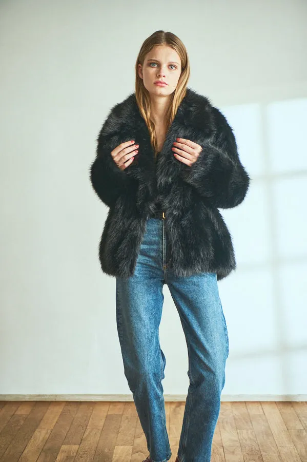 Pre-order Elisa Faux Fur Coat <br>-BLK-