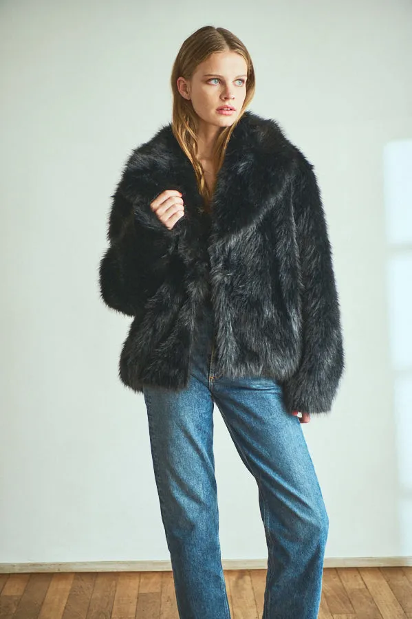 Pre-order Elisa Faux Fur Coat <br>-BLK-