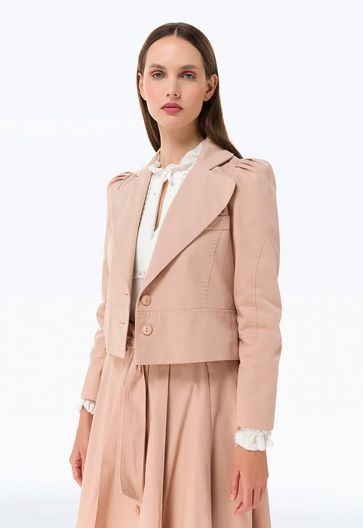 Puff Sleeve Solid Short Jacket