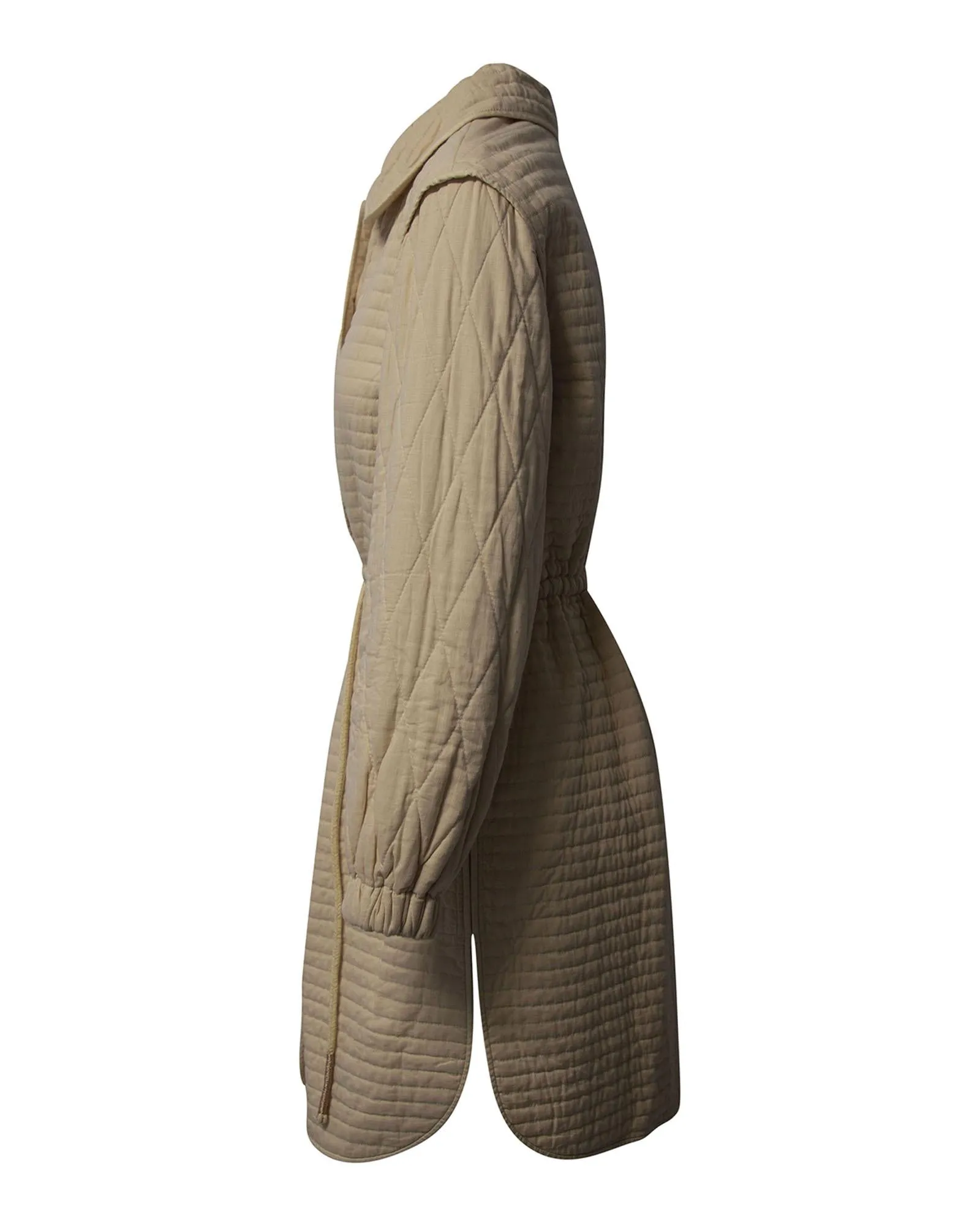 Quilted Padded Coat in Cream Cotton by Isabel Marant