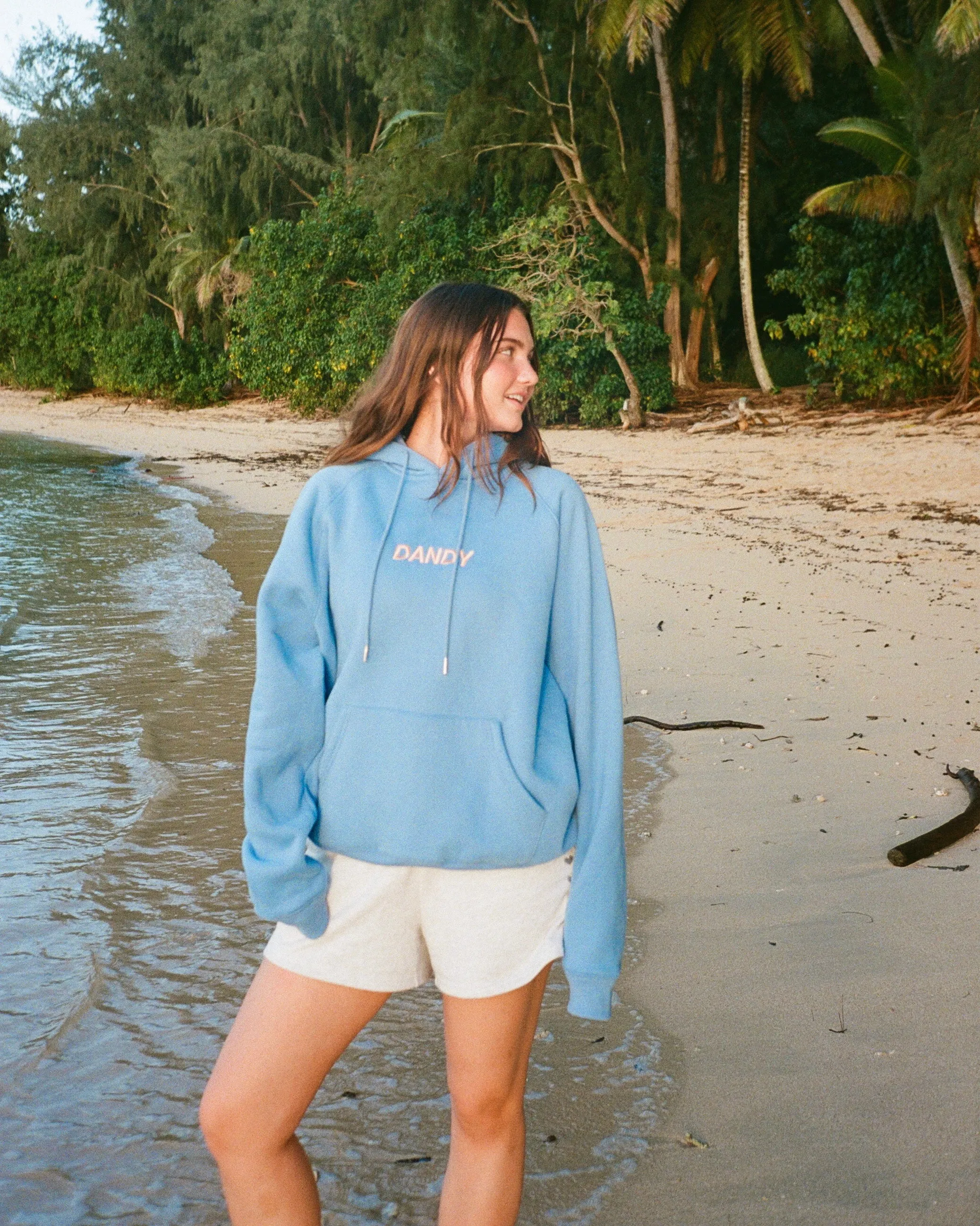 Oversized Luxury Hoodie in Blue with Lets Watch the Sunset Print