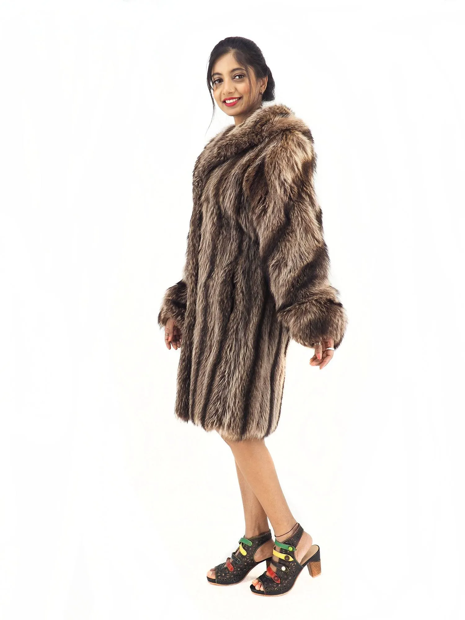 Raccoon Fur Coat Coats With Hood Made in Canada S