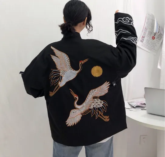 RED-CROWNED CRANE EMBROIDERY COAT BY24044