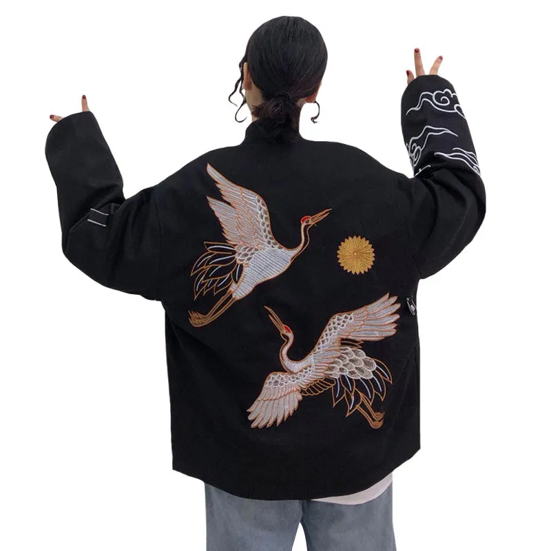 RED-CROWNED CRANE EMBROIDERY COAT BY24044