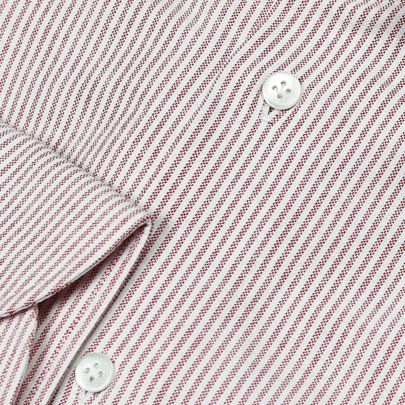 Mens Red and White Striped Oxford Button-Down Shirt - Classic Fit, Long Sleeve