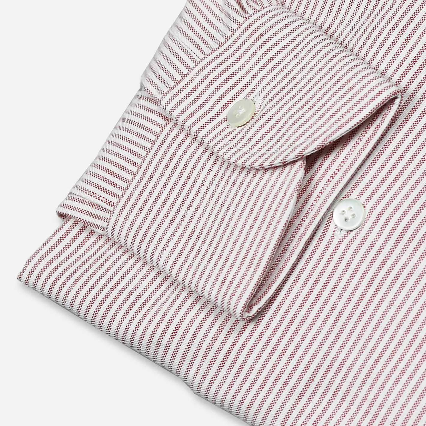 Mens Red and White Striped Oxford Button-Down Shirt - Classic Fit, Long Sleeve