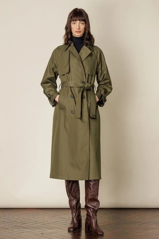 (RTW) Maddie Trench Coat - Olive Cotton Gabardine