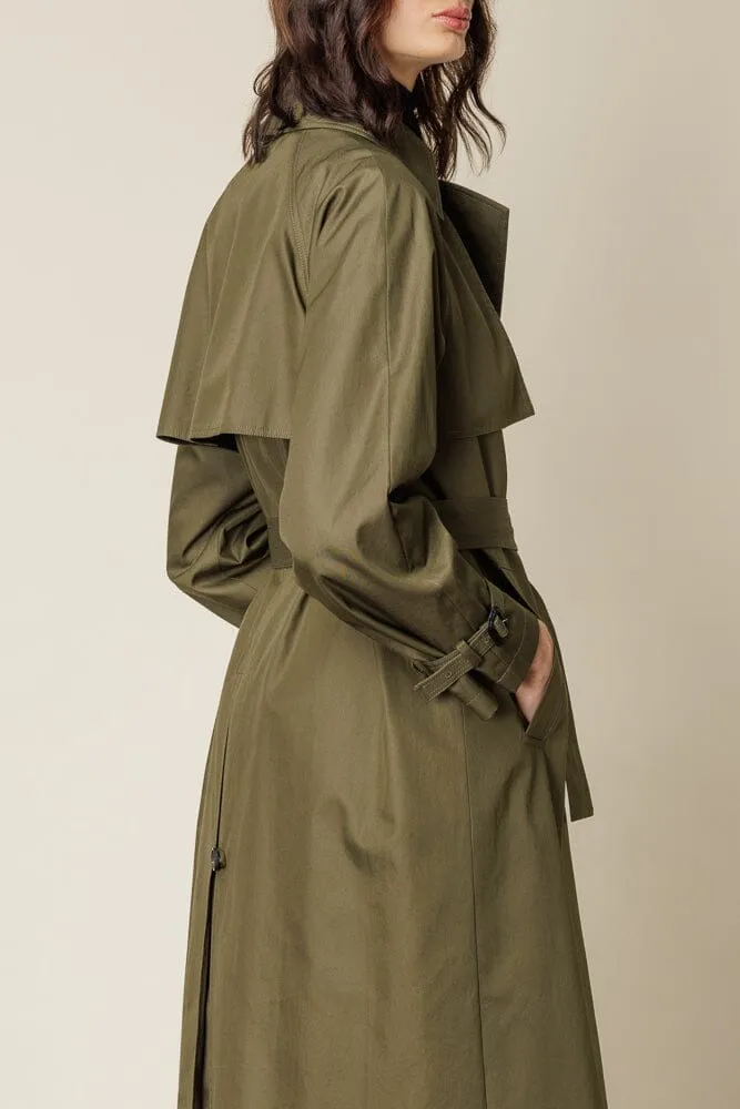 (RTW) Maddie Trench Coat - Olive Cotton Gabardine