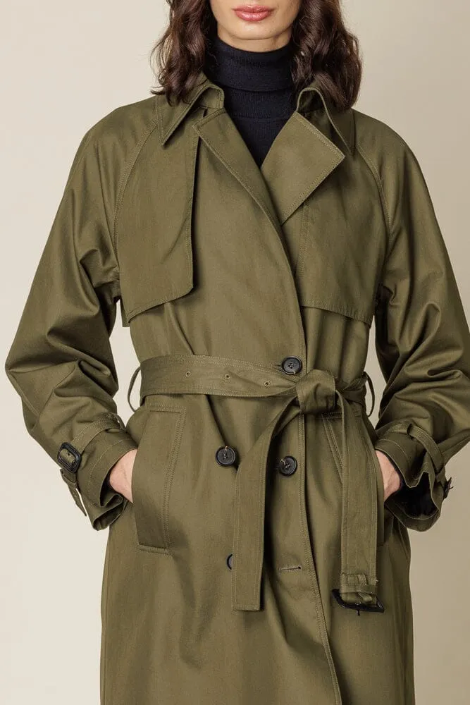 (RTW) Maddie Trench Coat - Olive Cotton Gabardine