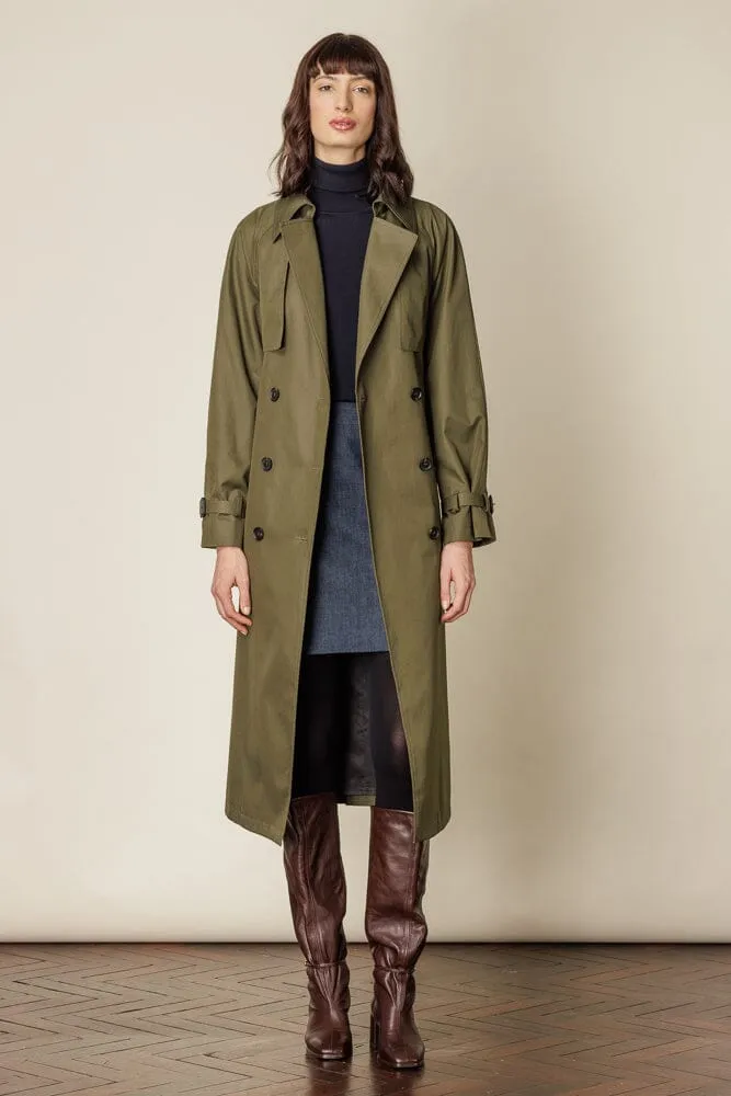 (RTW) Maddie Trench Coat - Olive Cotton Gabardine