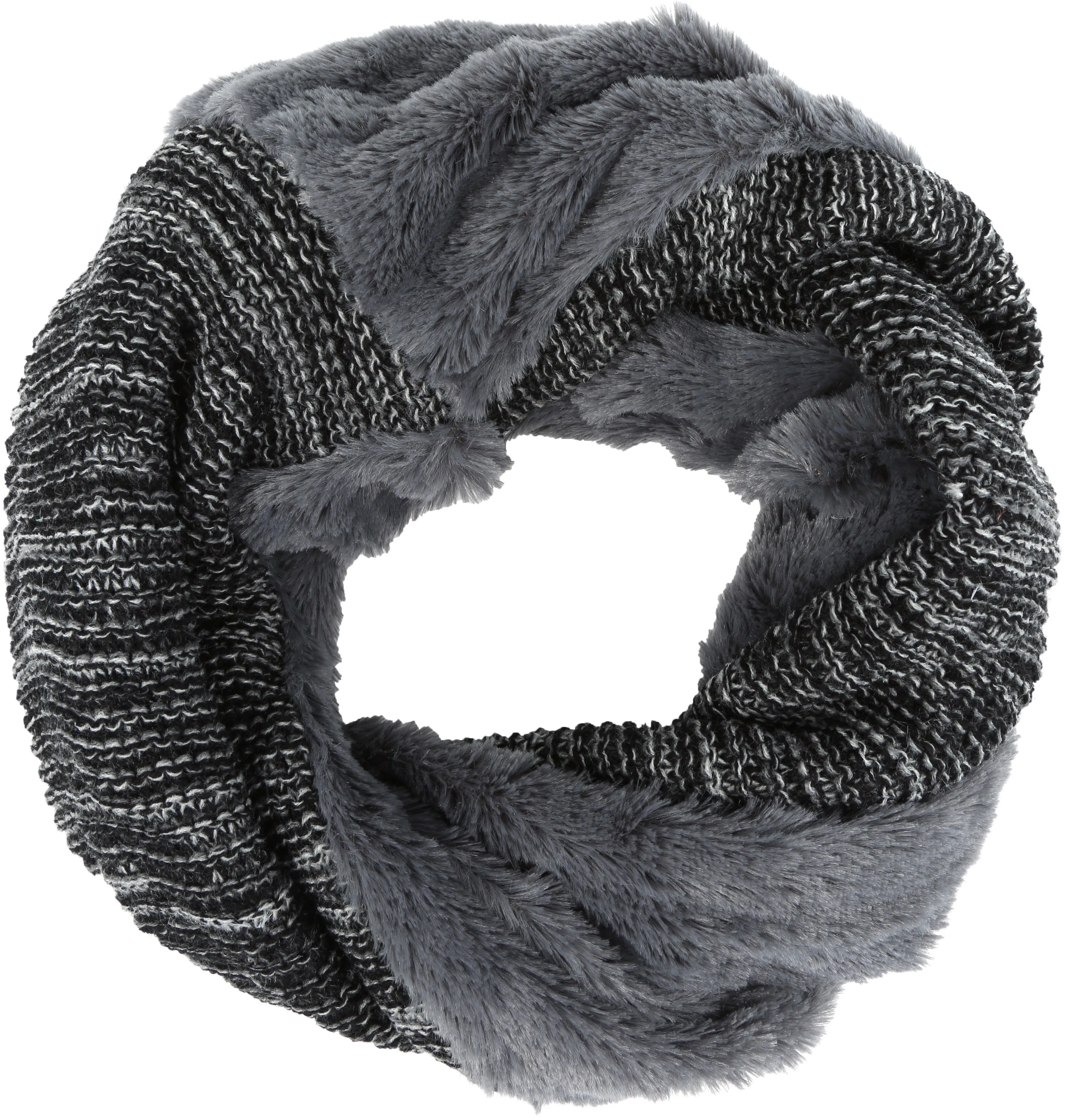 Sakkas Sele Short Two Textured Faux Fur Ribbed Knit Mixed Designed Infinity Scarf