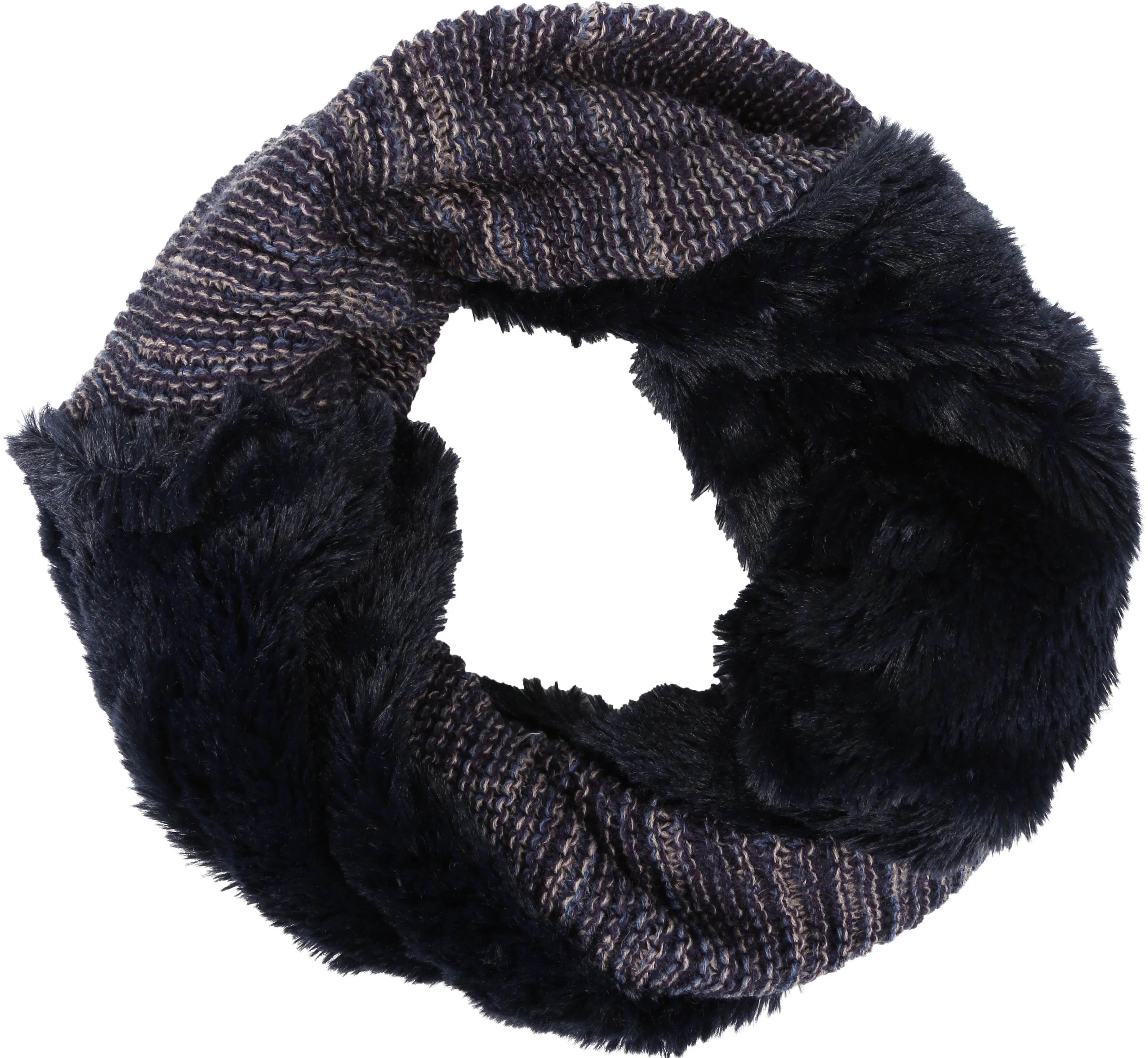 Sakkas Sele Short Two Textured Faux Fur Ribbed Knit Mixed Designed Infinity Scarf