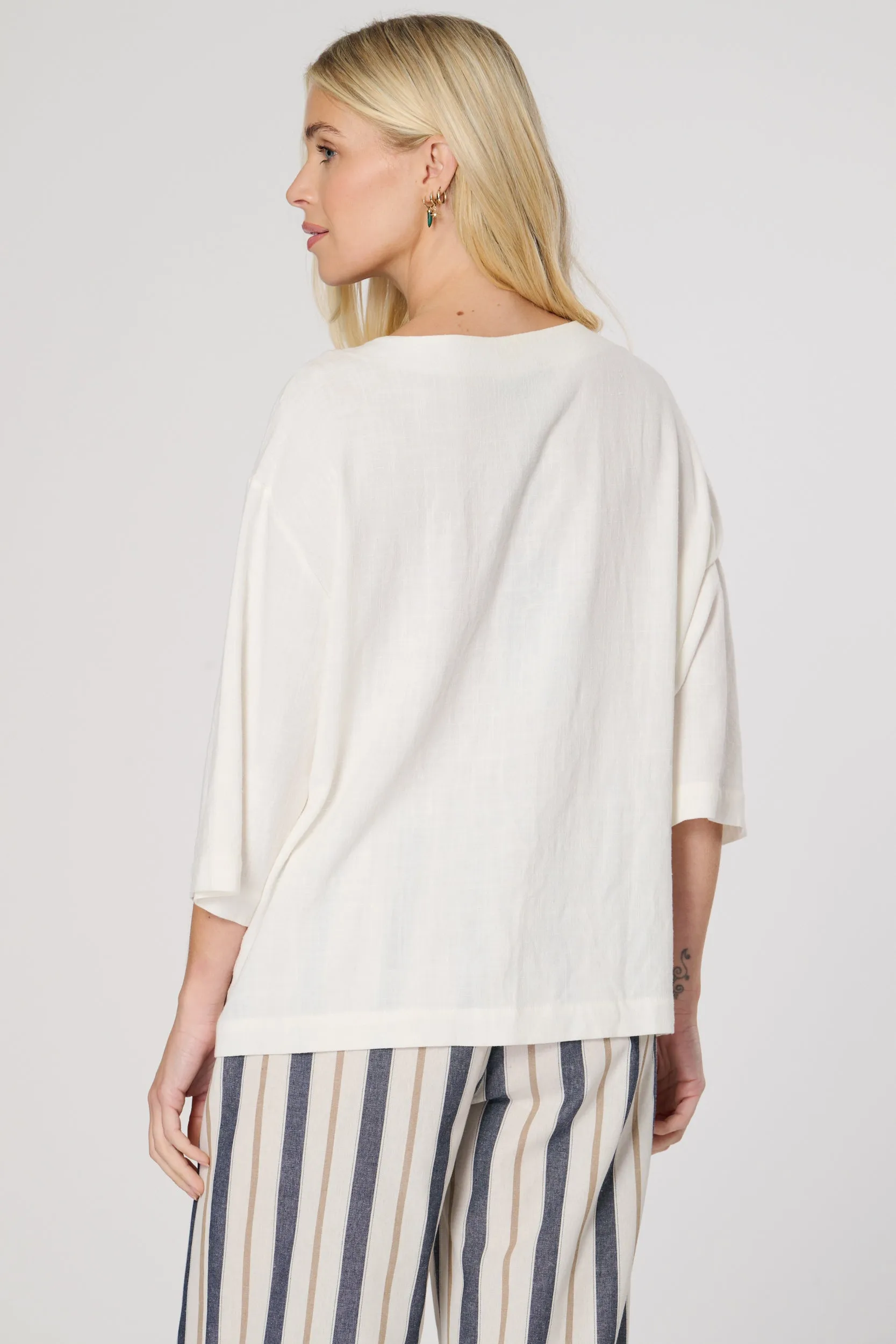 Saloos Button-Down Linen Mix Top