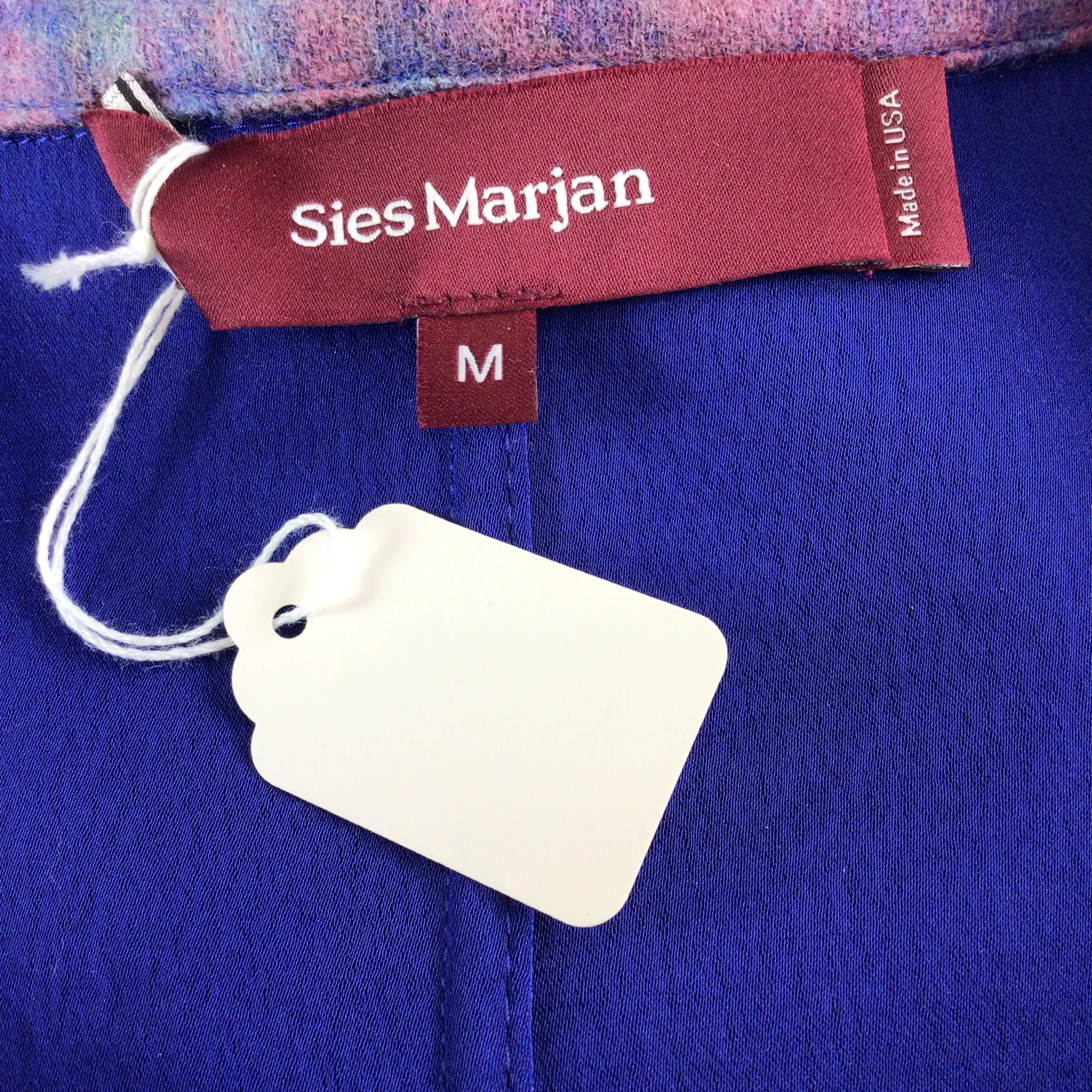 Sies Marjan Blue Multi Silk Lined Wool Coat