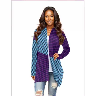 Tartan Women's Cardigan With Long Sleeve