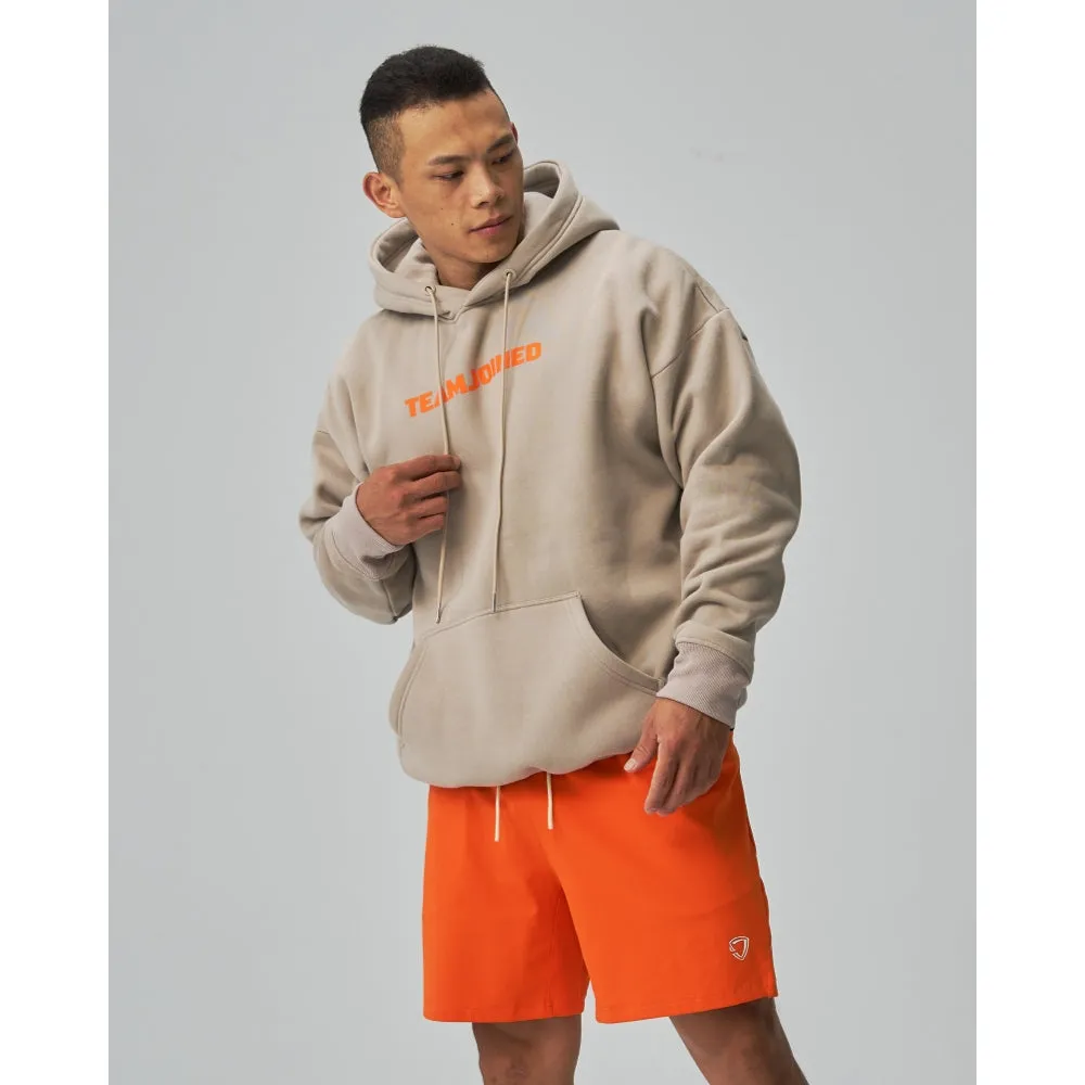 TEAMJOINED JOINED LOGO OVERSIZED HOODIE-LIGHT KHAKI/ ORANGE