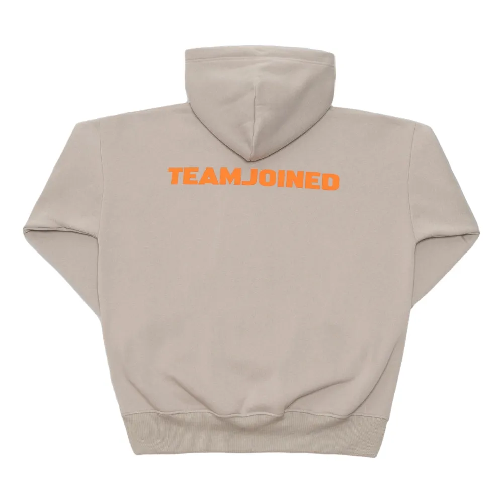 TEAMJOINED JOINED LOGO OVERSIZED HOODIE-LIGHT KHAKI/ ORANGE