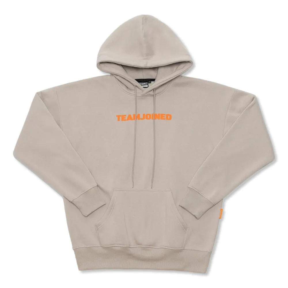 TEAMJOINED JOINED LOGO OVERSIZED HOODIE-LIGHT KHAKI/ ORANGE