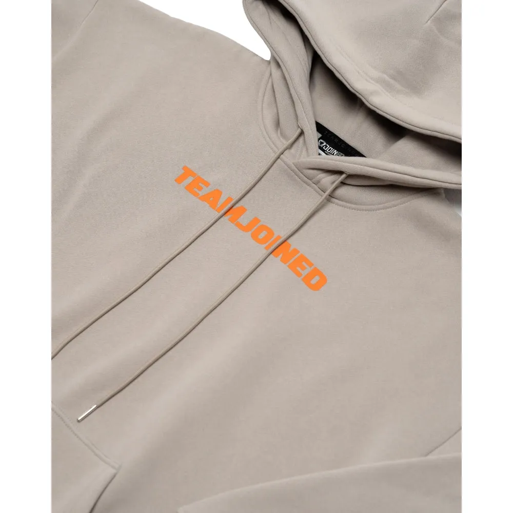 TEAMJOINED JOINED LOGO OVERSIZED HOODIE-LIGHT KHAKI/ ORANGE