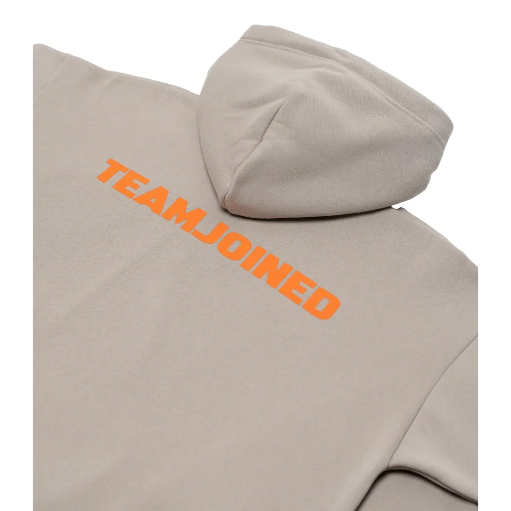 TEAMJOINED JOINED LOGO OVERSIZED HOODIE-LIGHT KHAKI/ ORANGE