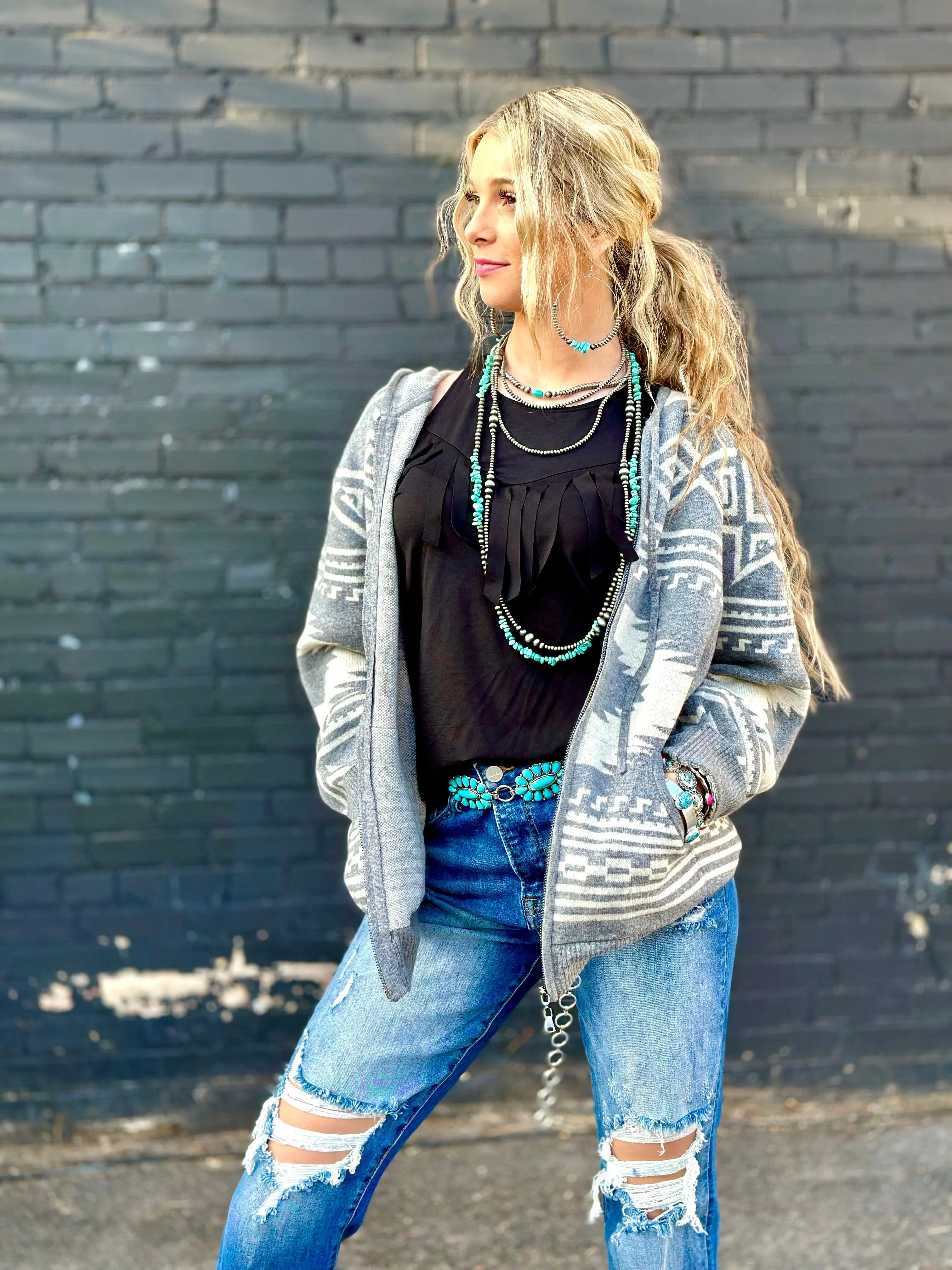 The Grey Bandera Aztec Cardigan