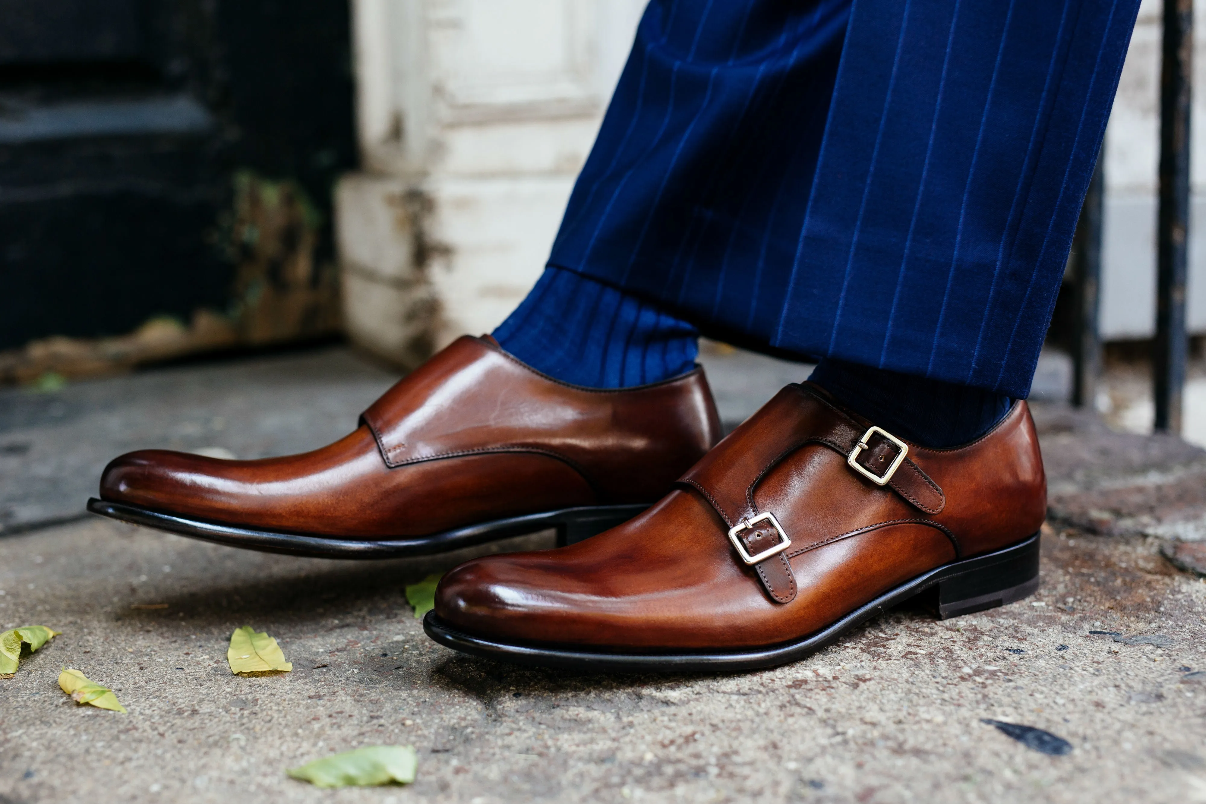 The Poitier Double Monk Strap - Havana Brown