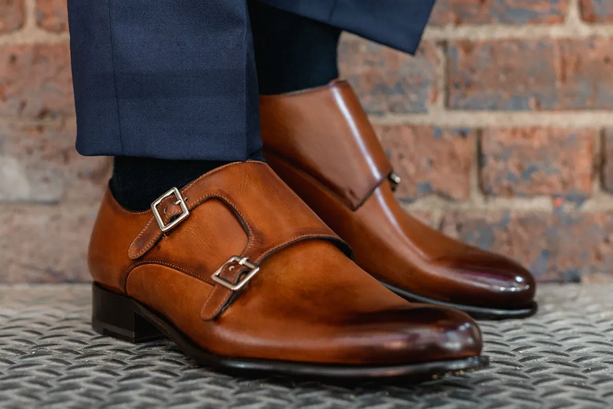 The Poitier Double Monk Strap - Havana Brown