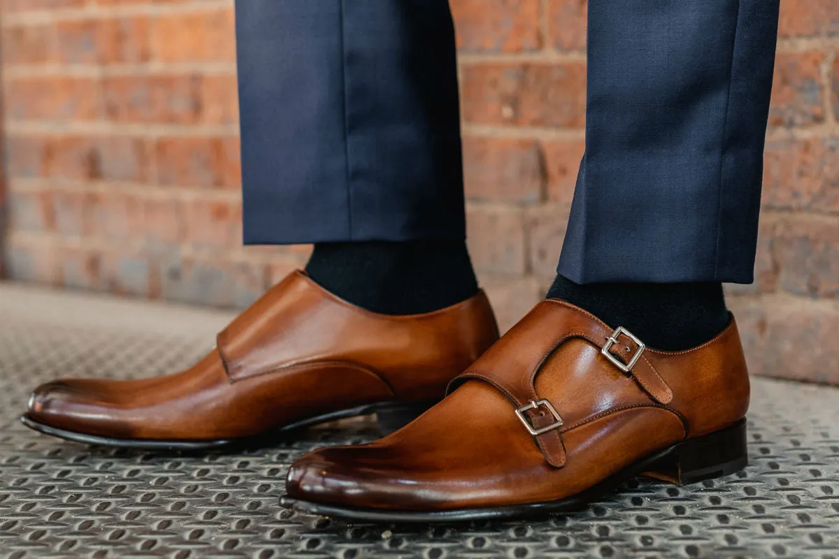 The Poitier Double Monk Strap - Havana Brown